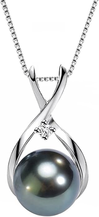 NONNYL Gifts for Wife Women Anniversary-Tahitian Black Pearl Necklace-Mom Girlfriend Her Fine Jewelry Mothers Day Valentines Christmas Birthdays Gift