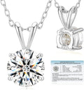 shownii 0.25-2CT LAB GROWN Diamond Solitaire Pendant Necklace for Women Certified G-H Color, SI1-VS2 Clarity 14K Gold Plated Sterling Silver Round Cut 4 Prong Setting Jewelry, 16.5"+3" Chain